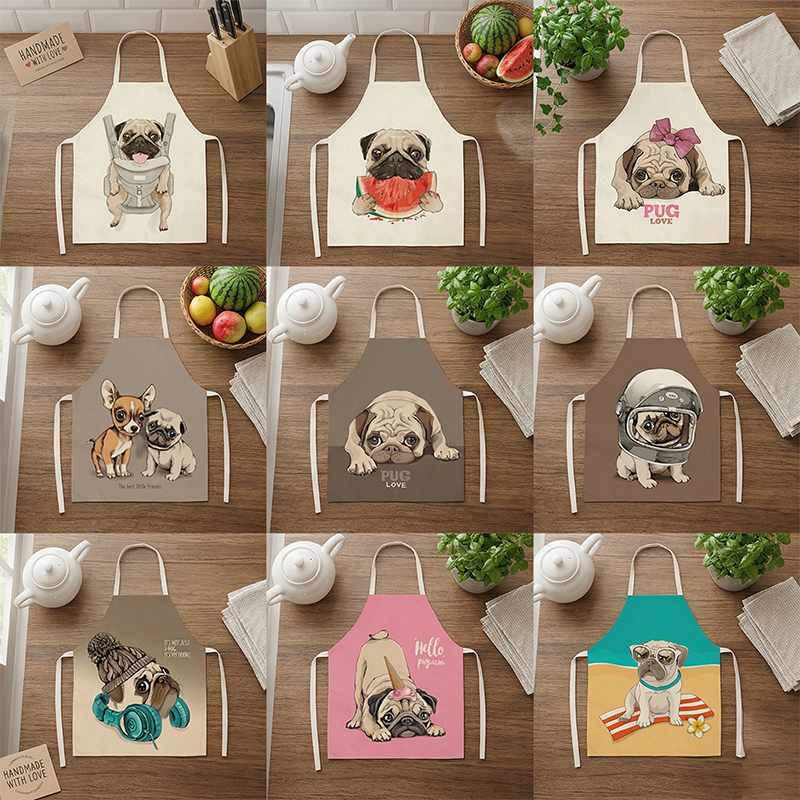 Home Cooking For Dogs - Cute Pug Dog Print Kitchen Apron