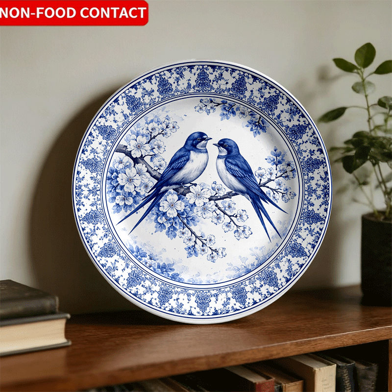 Home Cooking Recipes - Decorative Plate with Blue-and-White Iridescent Chinese