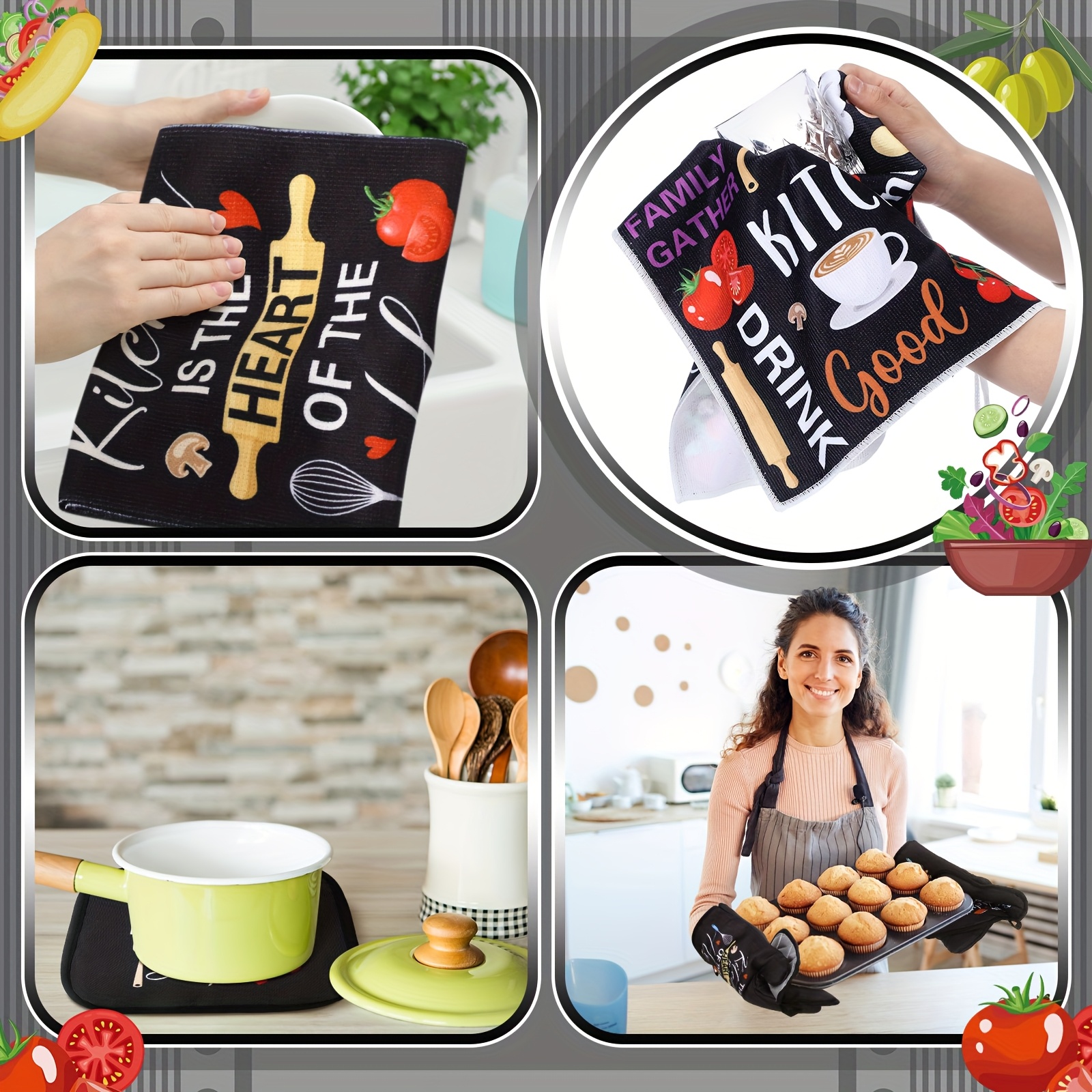 Mom'S Home Cooking - 10pcs Farmhouse Home Kitchen Decor Set