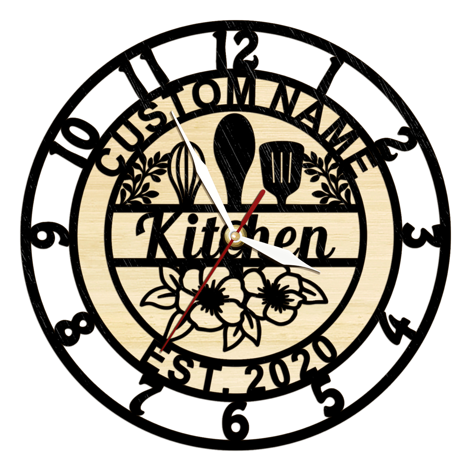 Mom'S Home Cooking - Personalized Name Kitchen Wooden Wall Clock