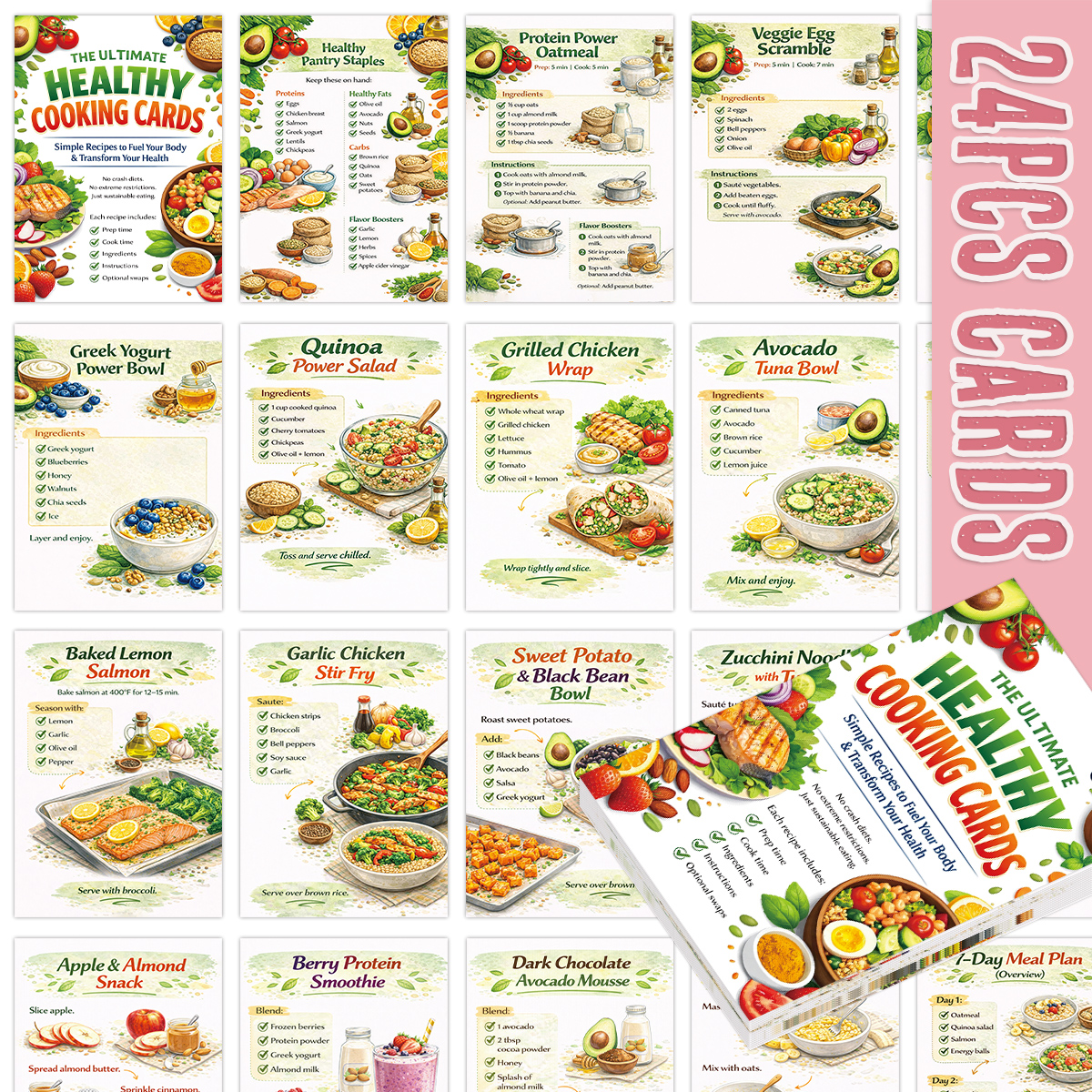 24pcs Cooking Recipe Cards Wit - Home Cooking Recipes review and price