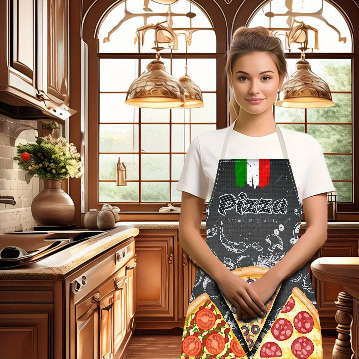 Linen Apron Pizza Italian Food - Home Cooking In Italian review and price