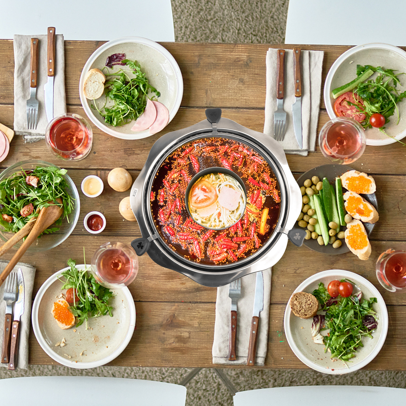 Rotating Hot Pot Stainless Ste - Home Cooking Utensils review and price